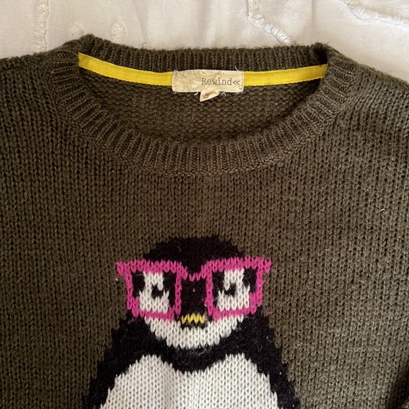 Rewind olive green penguin sweater - Picture 2 of 2